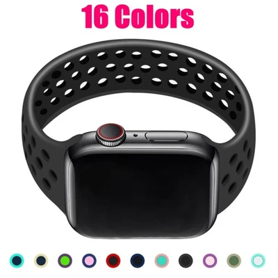 Sport Solo Loop Stretchy Silicone Band Strap For Apple Watch 4 5 SE 6 & More - Image 1 of 4
