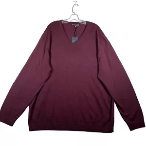 Hart Schaffner Marx Pullover Herren 3XLT Burgund V-Ausschnitt Merinowolle Pulli NEU - Bild 1 von 11