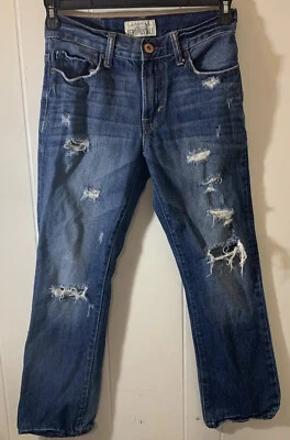 Aeropostale Driggs Slim Bootcut Youth Jeans Size 27/28 Dark Wash Distressed — 第 1/4 张图片