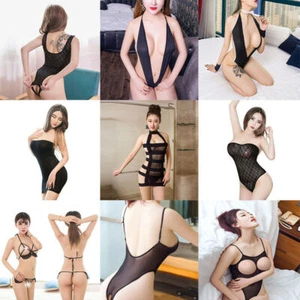 Black Theme Women Sexy Lingerie G-string Underwear Elastic Sleepwear Nightwear - Picture 1 of 39