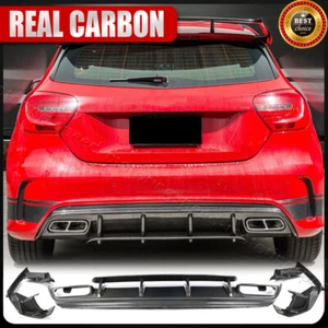REAL CARBON Rear Bumper Diffuser Lip for Mercedes-Benz A Class W176 A200 A45  - Picture 1 of 14