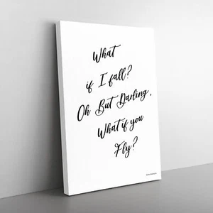 What If I Fall Tipografia Tela Wall Art Stampa Quadro Incorniciato Decorazione Soggiorno - Foto 1 di 6