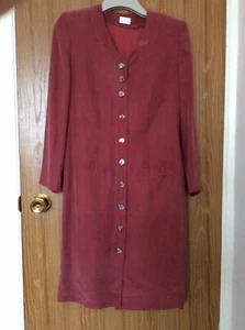 Betty Barclay Vintage Occasion Wedding Lined Silk Dress Deep Rose/ Brown 10 - Picture 1 of 12