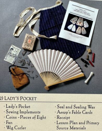 NEW Hands-On History Colonial Williamsburg Lady's Pocket Educational Kit SEALED