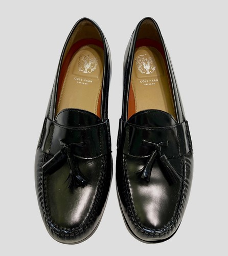 NIKE Mocassini da uomo neri Cole Haan taglia 11 nuovi senza etichette solette ad aria senza scatola