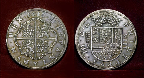 SPAIN 8 REALES 1618 , Philippus III -  silvered. moneda grande Cover