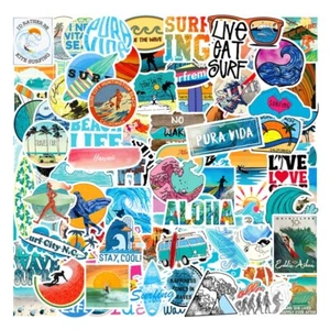 100Pcs SURFING STICKERS Summer Beach Sea Cool Vinyl Waterproof Decals Lot - Picture 1 of 12