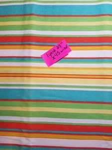 NEW HOME SEASON'S PATIO STRIPE UPHOLESTRY FABRIC 1 YARD & 25" GREEN WHITE ORANGE - Picture 1 of 2