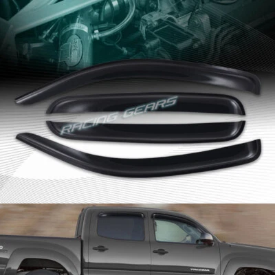 APTO 2005-2015 TOYOTA TACOMA DOBLE CABINA HUMO SOL LLUVIA VENTANA VISERA 4 PIEZAS Foto 1 de 4