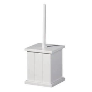 Portland White Wooden Toilet Brush Holder Durable Pine Wood Panelled Sides For H - Picture 1 of 1