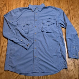 Guy Harvey Aftco Shirt Men's Medium Blue Marlin Vented Long Sleeve Fishing - Picture 1 of 8
