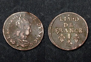 Liard de France 1656 I (Limoges). 2°Type. Louis XIV°. Cote TB: 50€/ TTB: 100€ - Picture 1 of 1