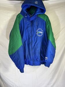 Vintage Seahawks NFL Logo 7 Seven Down Jacket Puffer Game Day Size XL