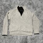 Vintage Tivoli Aran Heavyweight Cable Knit Wool Sweater Ivory M Full Zip