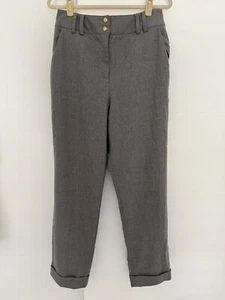 Pantalones BALMAIN Gris Tiro Alto Pantalones Años 90 De Colección Ropa de Trabajo Noche Lana Cachemira - Imagen 1 de 13