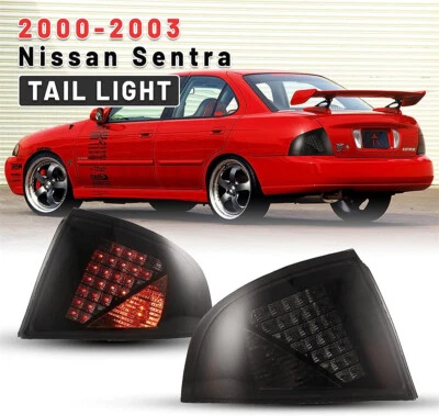 For 2000 2001 2002 2003 Nissan Sentra Tail Lights LED Rear Lamps Smoke Lens Pair - Image 1 of 4