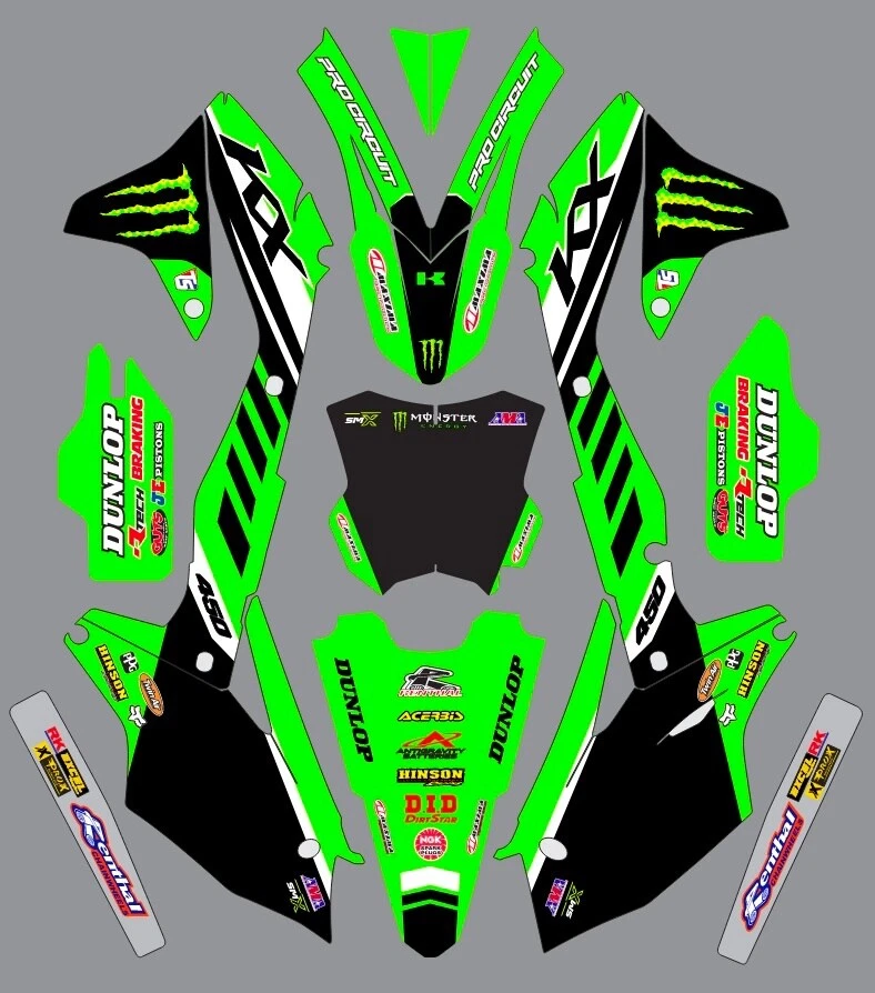 Kit gráfico para Kawasaki KXF450 KX450f KX 450f 2016-2018 calcomanías adhesivas Foto 1 de 1