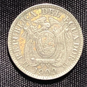 1909-H Ecuador 1/2 Centavo Copper Coin - VF (Very Fine) condition - Picture 1 of 5