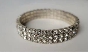 Fleixibles Armband Dehnbar Glitzersteine Damen Mädchen Schmuck silberfarben NEU - Bild 1 von 15