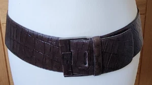 Vintage Avion Brown Leather Croc Belt - Picture 1 of 5
