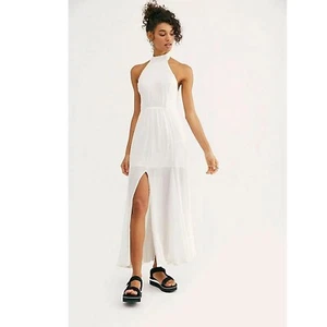 269454 Free People Zane Maxi Vestido Largo Blanco Sólido Sin Mangas Halter Resort S - Imagen 1 de 7