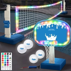OHYEMO 2-in-1 LED Pool Volleyball & Basketball Game Set, Light Up Pool Sport ... - Bild 1 von 7