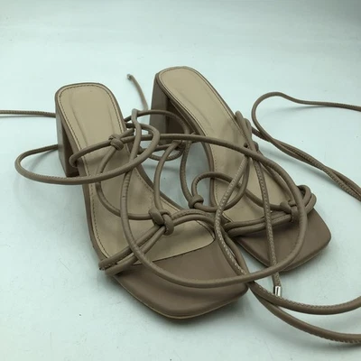 Mujeres Gruesas Sandalias de Tacón Bloque Correa de Corbata Punta Abierta Vestido Zapatos de Bomba EE. UU. TALLA 7 Foto 1 de 4