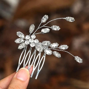 Crystal Bride Wedding Hair Comb Bridal Side Comb Hair Piece Wedding Hair Acce... - Picture 1 of 8