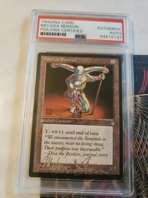 MTG Ice Age - ADARKAR SENTINEL, Psa DNA Certified Authentic Auto Melissa Benson - Image 1 of 4