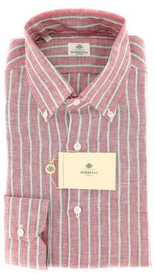 Camisa Luigi Borrelli Rayas Rojas - Extra Delgada - 15.75/40 - (EV206RALPH) Foto 1 de 4