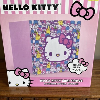HELLO KITTY 9 Can Mini Fridge 6. 7 Liter Dorm Room 10"x 10" x 10.4" NEW IN BOX - Image 1 of 4
