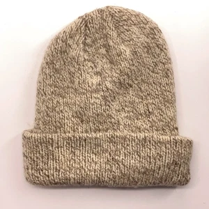 Retro Ragg Wool Blend Beige Knit Winter Cap - Picture 1 of 5