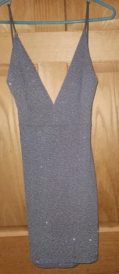 Windsor Women's Mini Dress Sz Med Grey sparkling textured open back clubwear - image 1 of 4