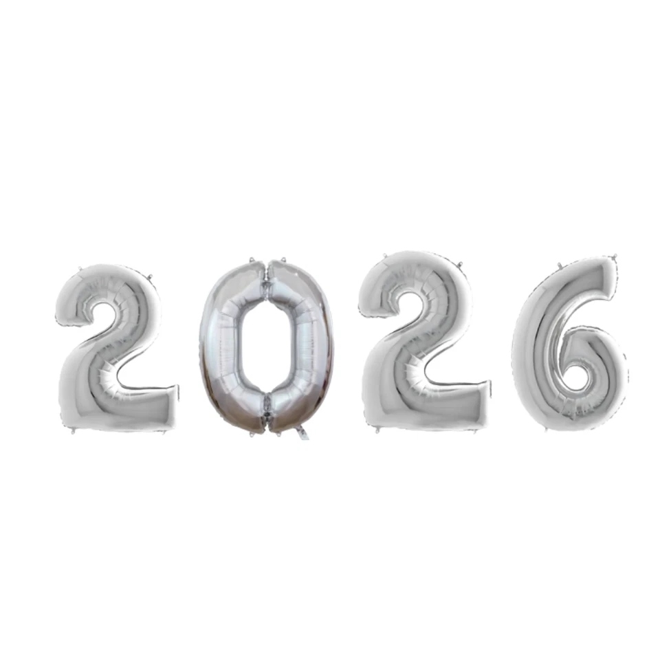 Kit palloncini capodanno numero 2026 argento da 14''- 35cm, 1pz. - Immagine 1 di 1