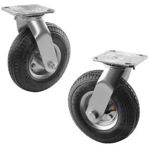Paquete de 2 ruedas giratorias de 8 pulgadas, ruedas giratorias neumáticas con brida de placa superior de zinc - Imagen 1 de 7