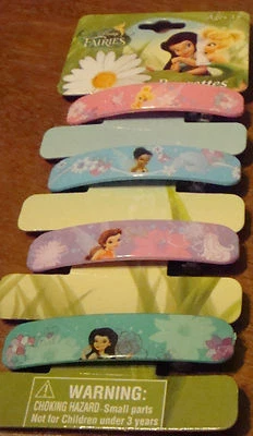 GIRLS DISNEY TINKERBELL/FAIRIES 4PC PONYTAIL HOLDER or BARRETTE SET NWT - Image 1 of 2