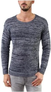 New Hugo Boss mens blue grey linen knited muscle gym jumper pullover top £109 - Picture 1 of 6
