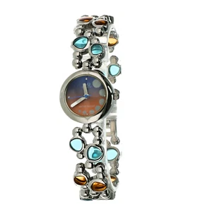 Orologio bracciale donna Q & Q con cinturino in acciaio e pietre colorate - Picture 1 of 2