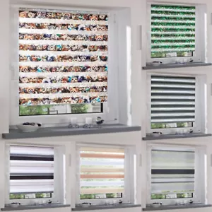 Designer Doppelrollo Motiv Muster Easyfix Alu Vario ohne Bohren Seitenzug Tür - Bild 1 von 29