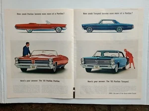1965 PONTIAC BONNEVILLE & TEMPEST MAGAZINE CENTRESPREAD ADVERTISEMENT - Picture 1 of 1