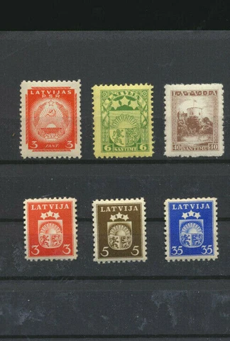 LATVIA Mini Mint Lot of 6 Different Old Time Latvian Stamps Cover