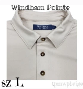 NWT Windham Pointe LG Short Sleeve Shirt Solid Beige Cream 3 Button Up Collar - Picture 1 of 7