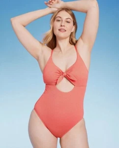 Shade & Shore Women's One Piece Swimsuit Bralette Tie Front Swimwear - Picture 1 of 2
