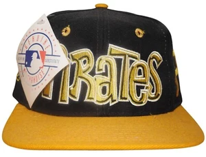 NWT Vintage 90s Drew Pearson Pittsburgh Pirates Graffiti Snapback Hat Cap - Picture 1 of 7