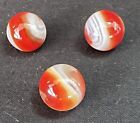 Vintage Akro Agate Corkscrew Ringers Special  Marbles x3 Red/Wispy White 1950's