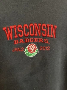 Wisconsin Badgers 2011 Rose Bowl Embroidered Sweatshirt Adult XL Black - Picture 1 of 7