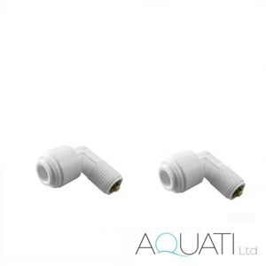 2x Elbow Quick Connector 1/4" Push Fit Tube x 1/8" Thread Male Check Valve RO - Picture 1 of 1