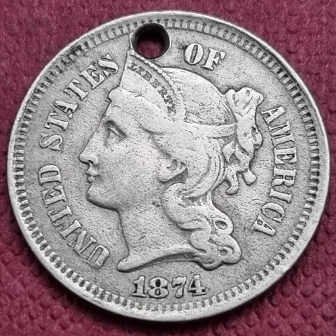 1874 Three Cent Nickel 3c Better Grade VF - XF Details #58810 Cover