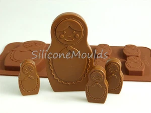 6+1 Russian Doll Matryoshka Babushka Silicone Mould Chocolate Candy Wax Melt  - Picture 1 of 3