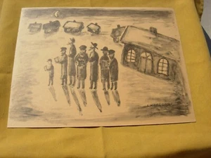 SHABBATZEICHNUNG VON SIMON KARCZMAR GEBET ZUM MOND - JÜDISCHES LEBEN IN EINEM DORF - Bild 1 von 5